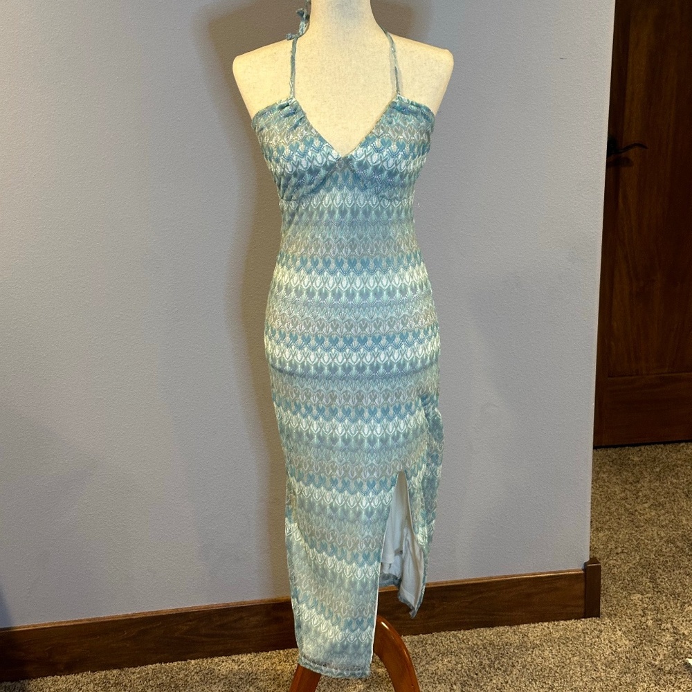 Wild Fable Backless halter crochet slip dress